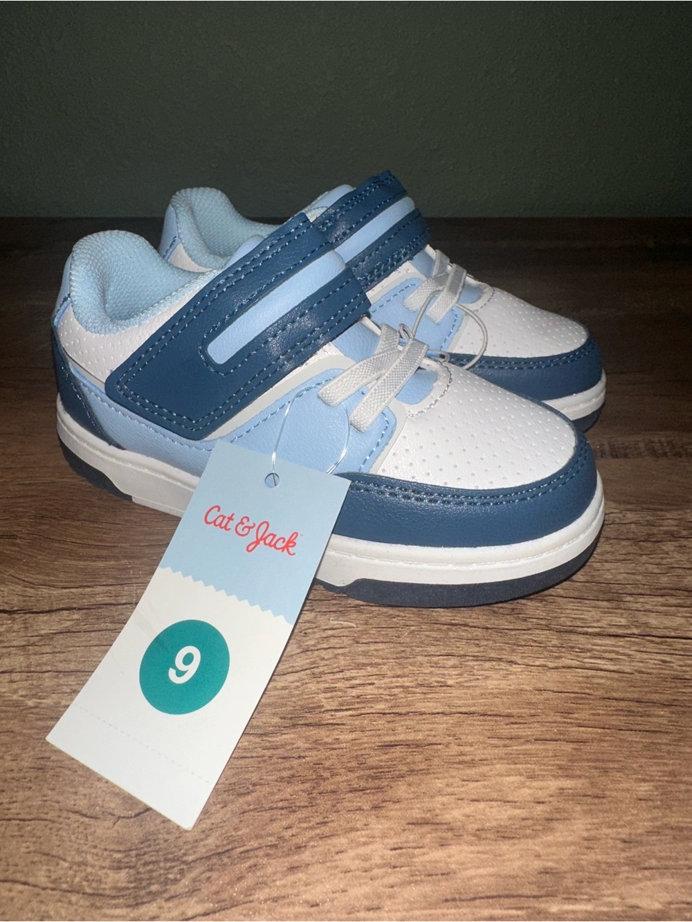 Cat & Jack White and Blue Kids Velcro Sneakers